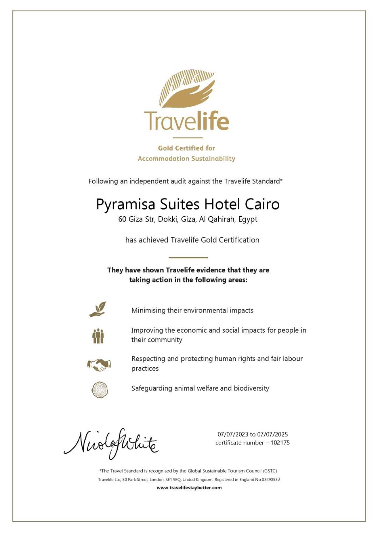 Pyramisa Suites Hotel Cairo Giza Eksteriør bilde Gold certification for the Travelite Standard